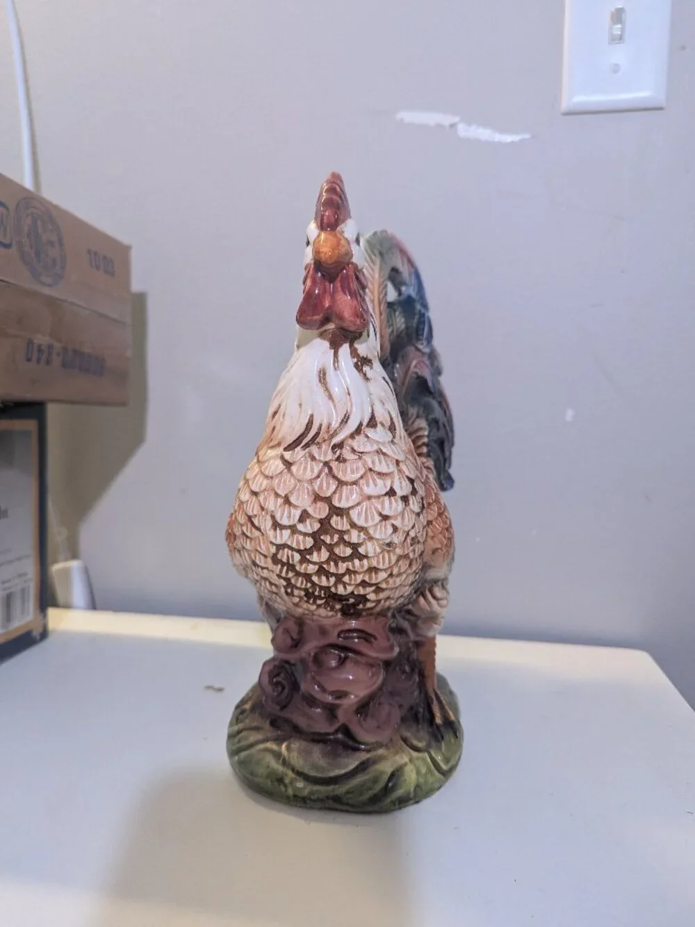 Vintage Mid-Century Italian Majolica Ceramic Rooster Figurine